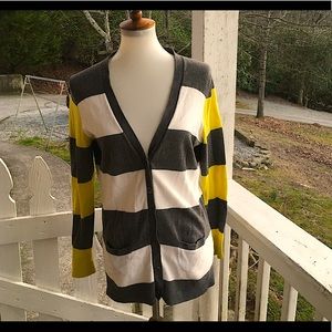 Crown & Ivy Striped Cardigan Sweater PM FREE SHIP